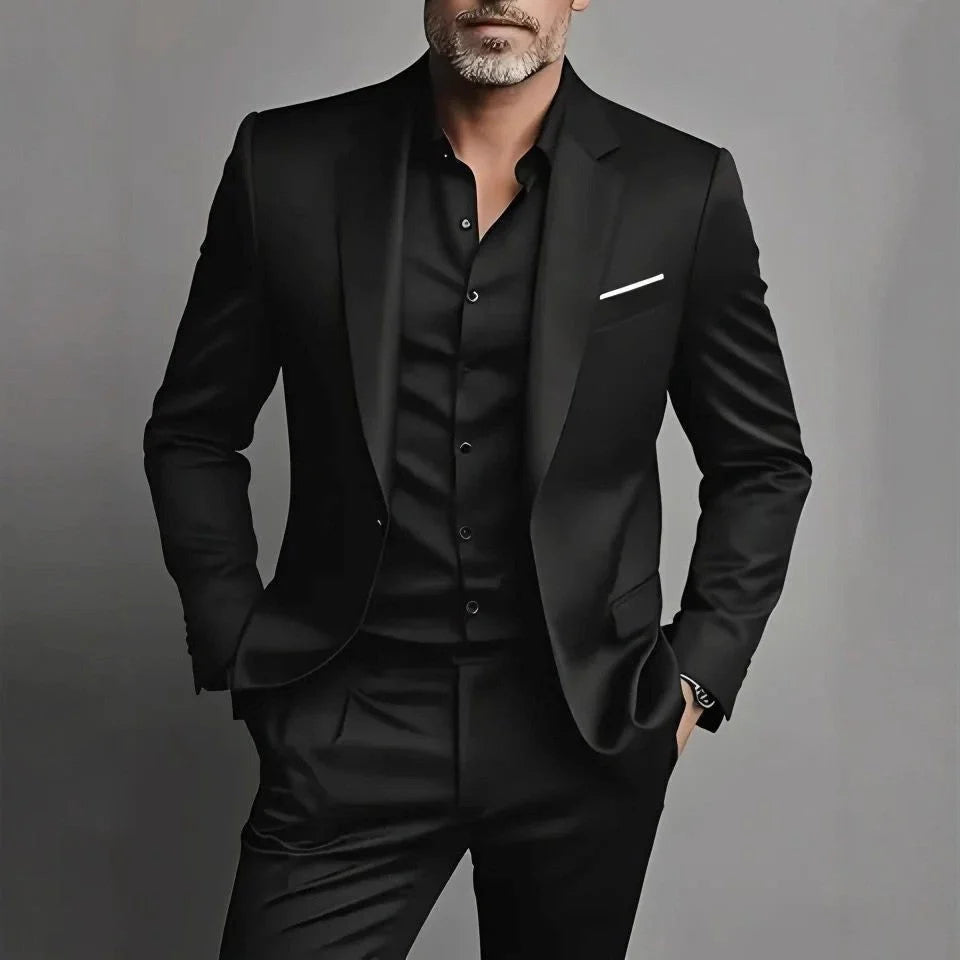Men's Slim-Fit Two-Piece Suit with Single-Breasted Blazer and Tailored Trousers 3