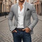 Men's Slim-Fit Woven Blazer Jacket with Single-Button Closure and Two Front Pockets 0