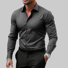 Men's Slim Fit Button-Front Shirt with Notched Collar 0