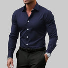 Men's Slim Fit Button-Front Shirt with Notched Collar 3