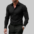 Men's Slim Fit Button-Front Shirt with Notched Collar 4