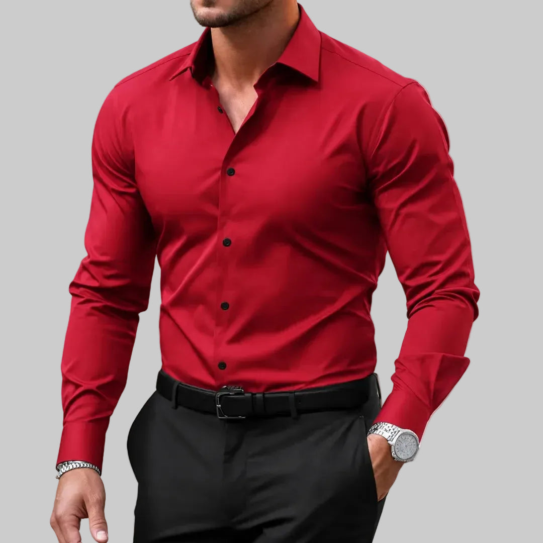 Men's Slim Fit Button-Front Shirt with Notched Collar 6