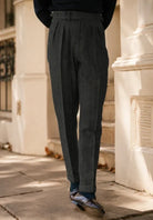 Men's Slim Fit Dress Pants with Pleated Front and Wool Blend Tweed 0