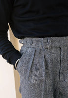 Men's Slim Fit Dress Pants with Pleated Front and Wool Blend Tweed 1
