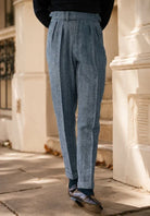 Men's Slim Fit Dress Pants with Pleated Front and Wool Blend Tweed 3