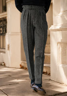 Men's Slim Fit Dress Pants with Pleated Front and Wool Blend Tweed 5