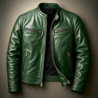 Men's Slim Fit Faux Leather Zipper Jacket with Four Pockets 2
