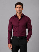 Men's Slim Fit Long Sleeve Dress Shirt with Classic Spread Collar - 8