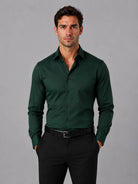 Men's Slim Fit Long Sleeve Dress Shirt with Classic Spread Collar - 9
