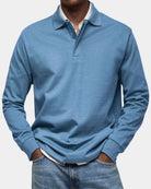 Men's Slim Fit Long Sleeve Polo Shirt with Stretch Fabric 0