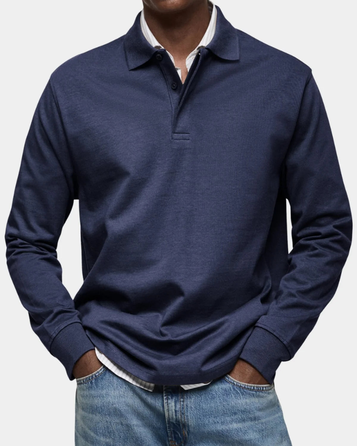 Men's Slim Fit Long Sleeve Polo Shirt with Stretch Fabric 1