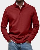 Men's Slim Fit Long Sleeve Polo Shirt with Stretch Fabric 9