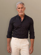 Men's Slim Fit Stand Collar Button-Up Shirt with Smooth Finish 2