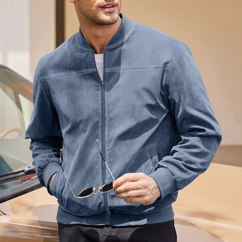 Men's Stand-Collar Zip Jacket with Regular Fit and Front Pockets 3