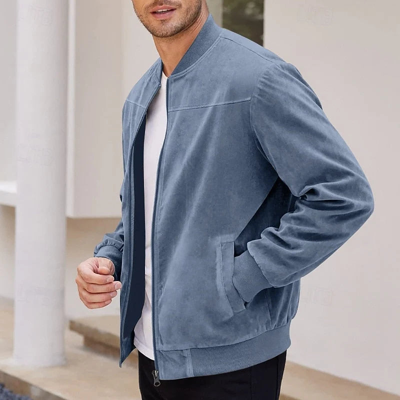 Men's Stand-Collar Zip Jacket with Regular Fit and Front Pockets 5
