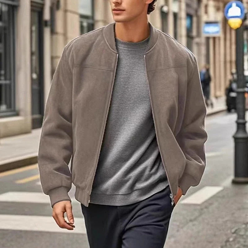 Men's Stand-Collar Zip Jacket with Regular Fit and Front Pockets 8
