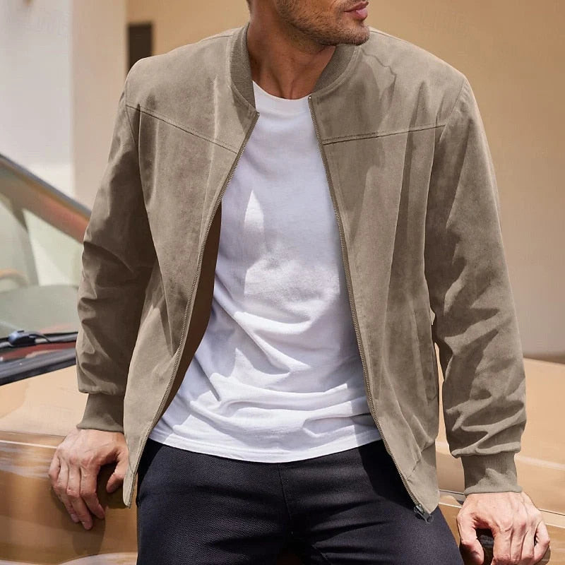 Men's Stand-Collar Zip Jacket with Regular Fit and Front Pockets 9