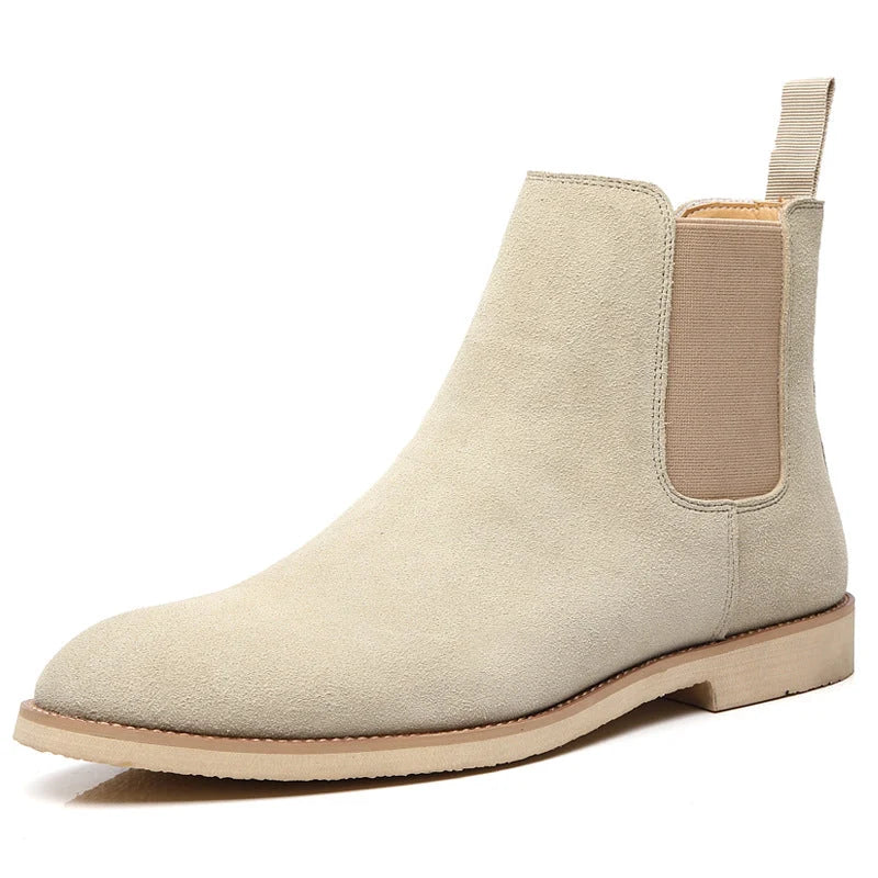 Men's Suede Chelsea Boots with Elastic Side Panels and Durable Rubber Sole 0
