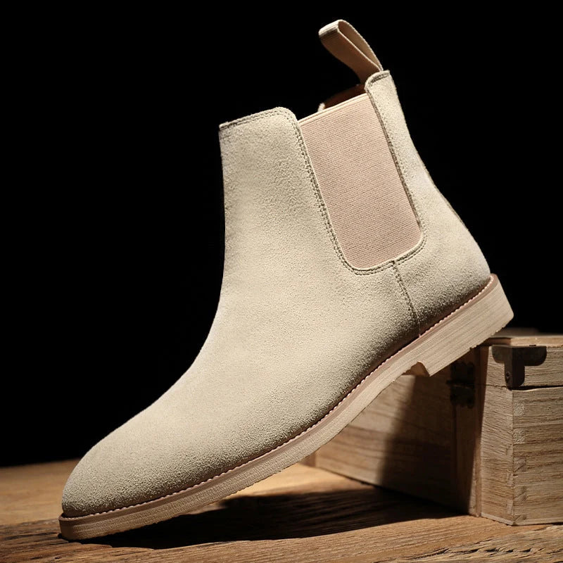 Men's Suede Chelsea Boots with Elastic Side Panels and Durable Rubber Sole 1