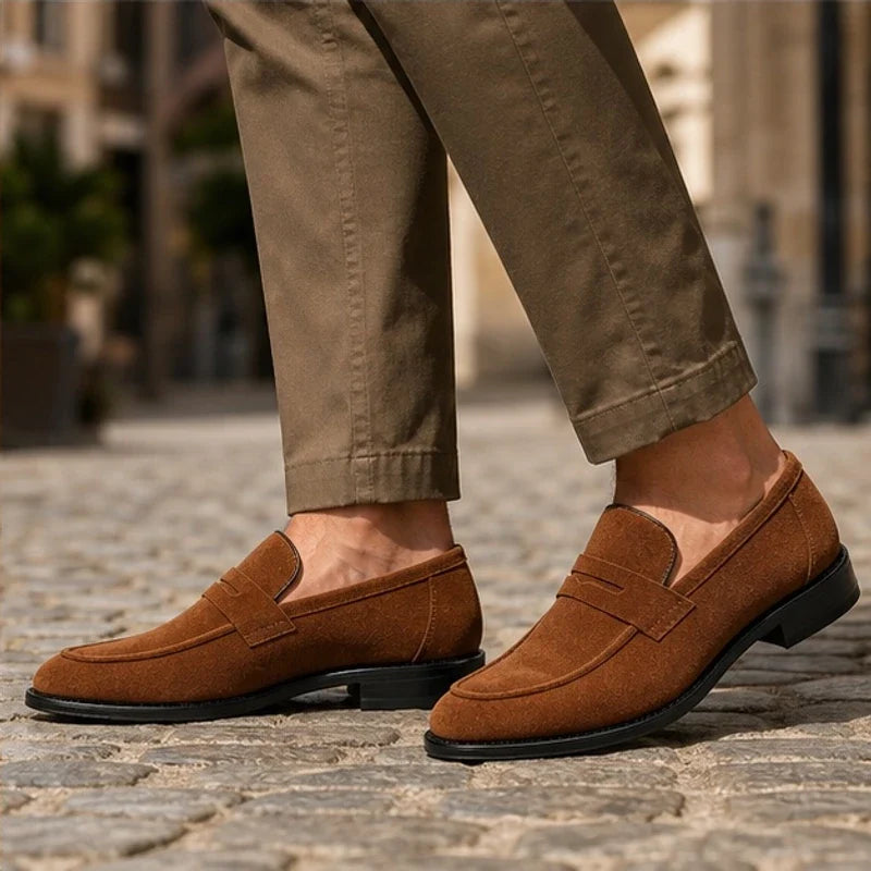 Men's Suede Penny Loafers with Cushioned Footbed 6