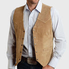 Men's Suede Western Snap-Front Vest with Tailored Fit and Functional Welt Pockets 3