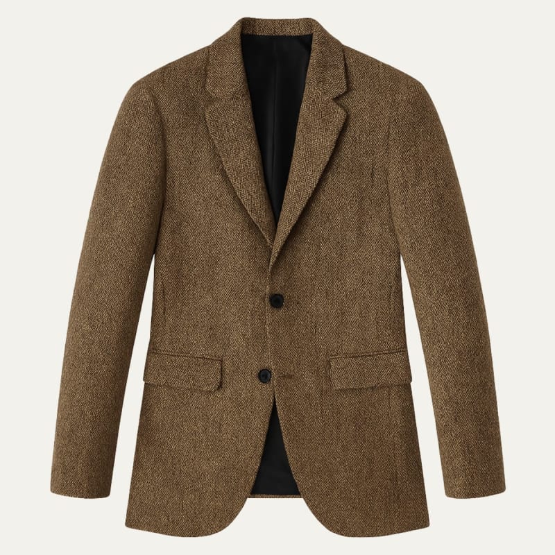 Men's Tailored Herringbone Wool-Blend Blazer 2