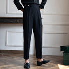 Men's Tailored High-Rise Pleated Trousers with Cuffed Hem 3