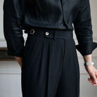 Men's Tailored High-Rise Pleated Trousers with Cuffed Hem 5