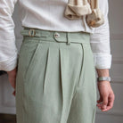 Men's Tailored High-Rise Pleated Trousers with Cuffed Hem 9