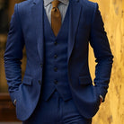 Men's Tailored Three-Piece Suit with Herringbone Pattern 9