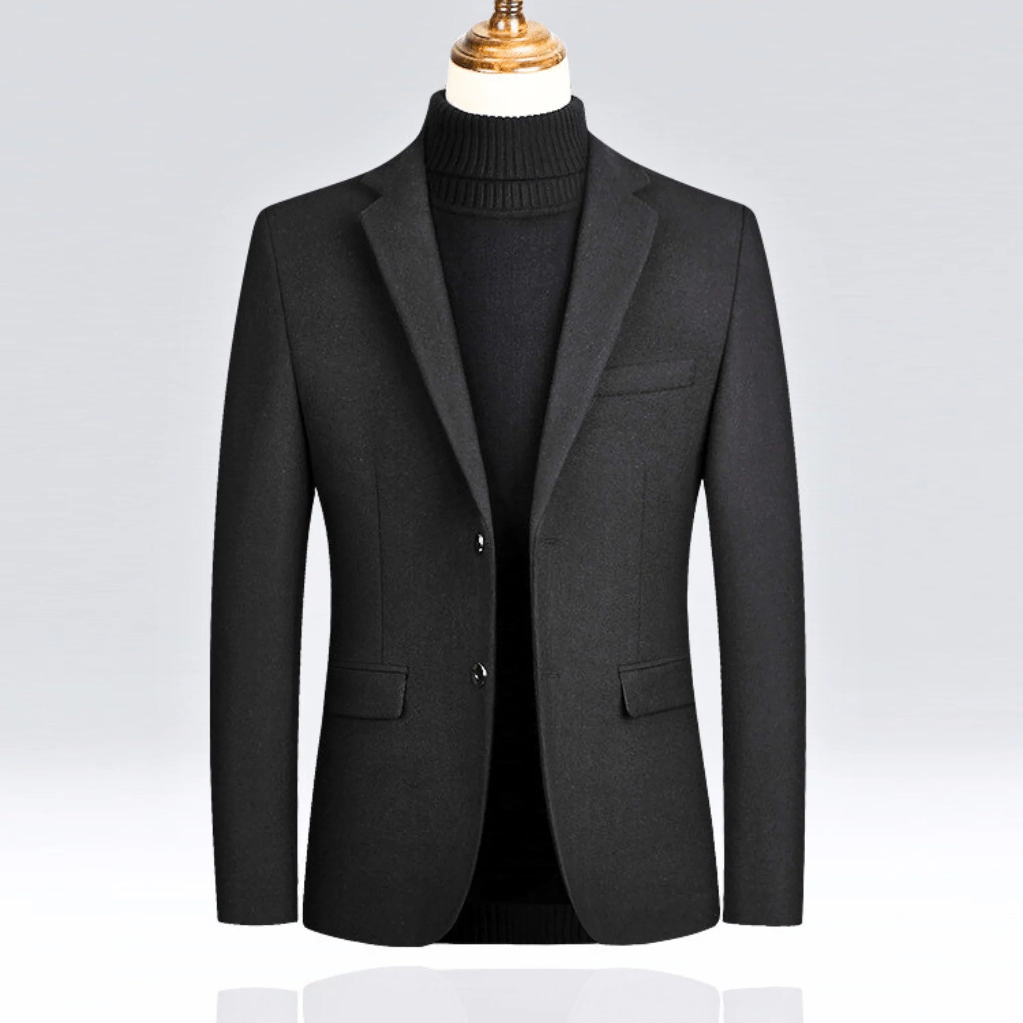 Men's Tailored Wool Blazer with Streamlined Silhouette 1