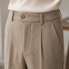 Men's Tailored Wool Herringbone Tapered Pants 1