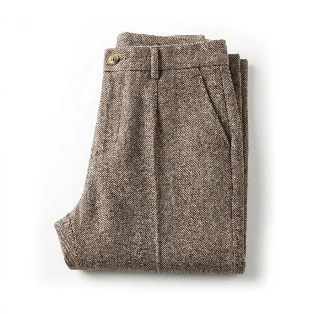 Men's Tailored Wool Herringbone Trousers 1