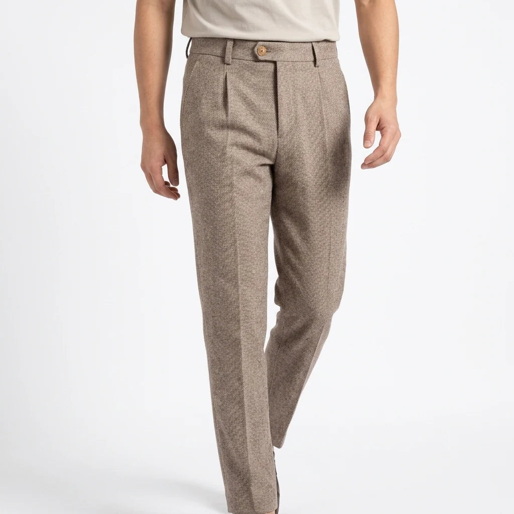 Men's Tailored Wool Herringbone Trousers 3