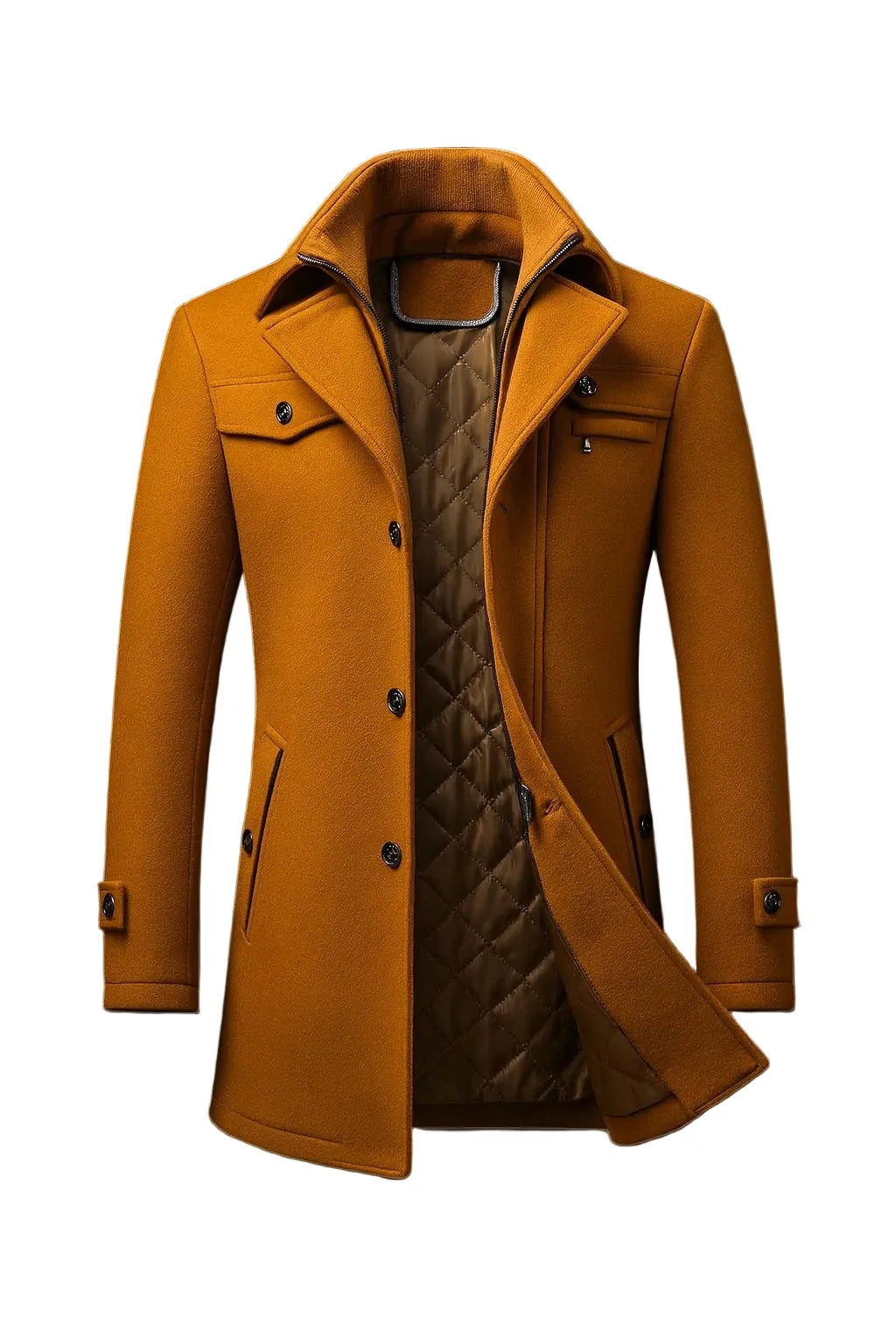 Men's Textured Collar Winter Coat with Warm Lining 0