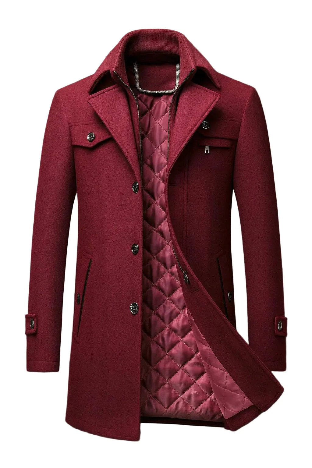 Men's Textured Collar Winter Coat with Warm Lining 1