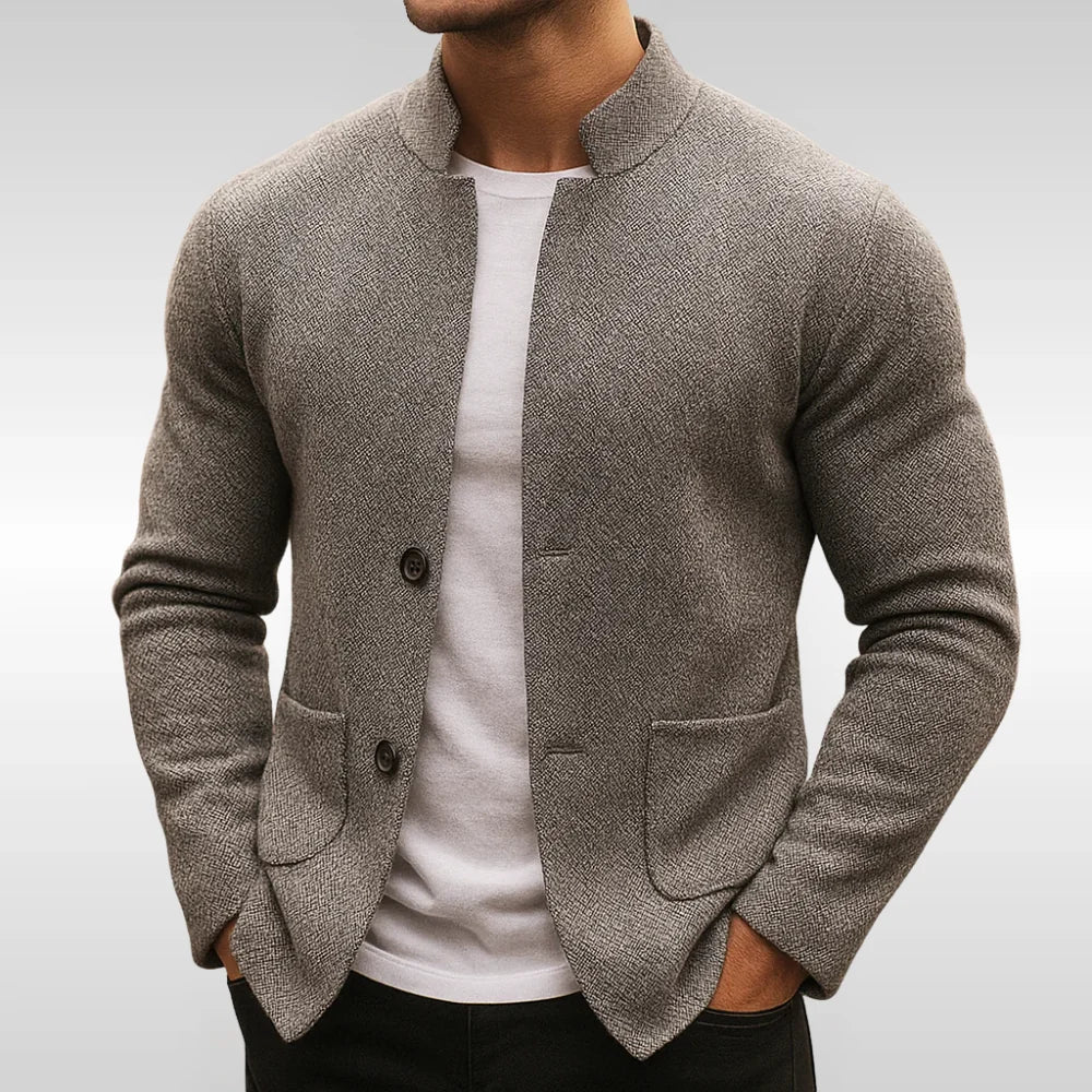 Men's Textured Knit Button-Front Cardigan with Structured Fit 0