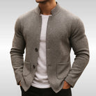 Men's Textured Knit Button-Front Cardigan with Structured Fit 0