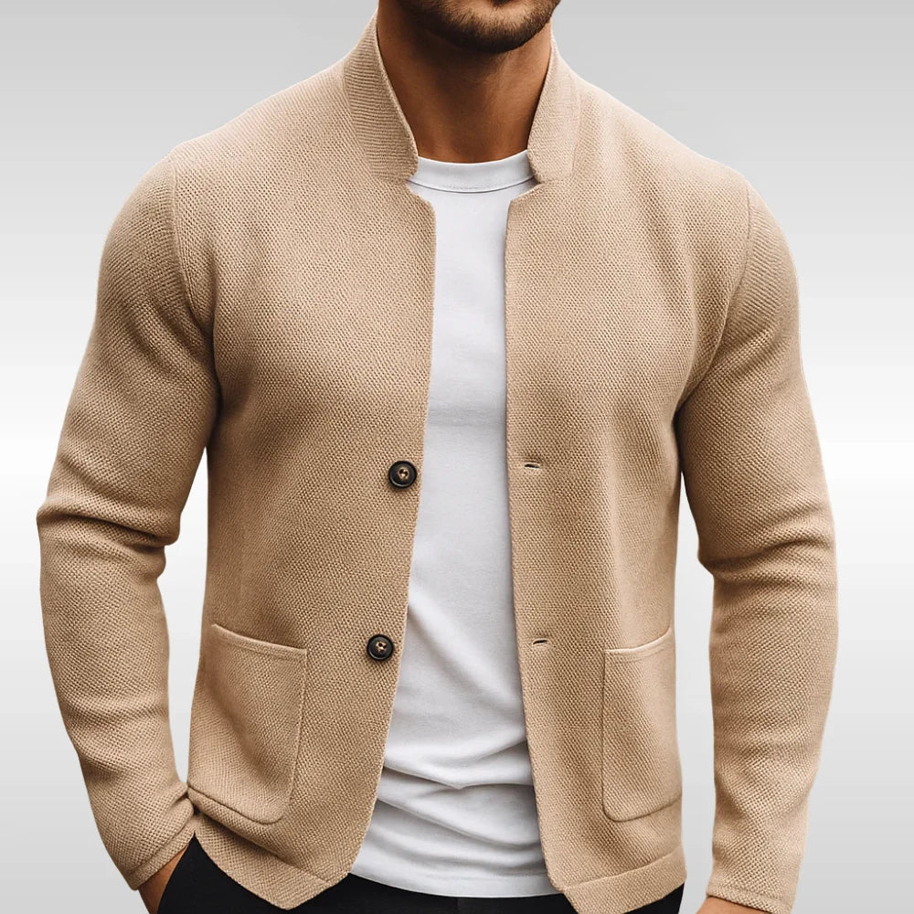 Men's Textured Knit Button-Front Cardigan with Structured Fit 2