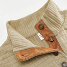 Men's Textured Mock Neck Sweater with Contrast Button Placket and Elbow Patches 6
