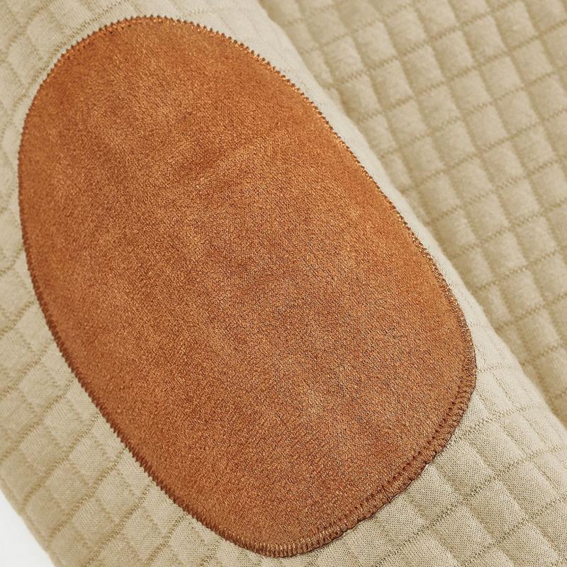 Men's Textured Mock Neck Sweater with Contrast Button Placket and Elbow Patches 8
