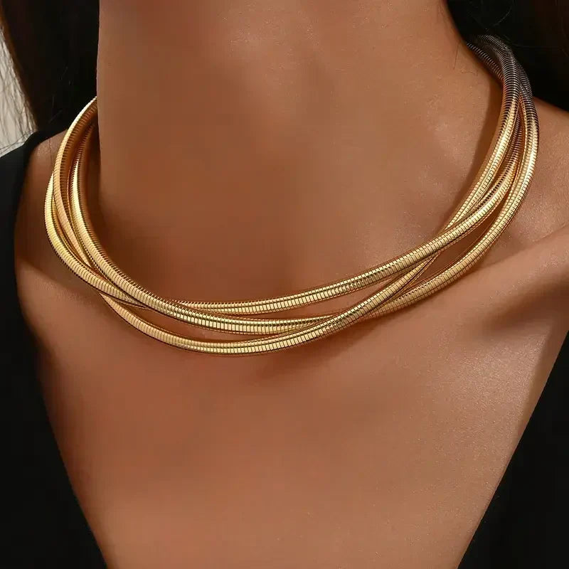 Men's Three-Strand Layered Gold Chain Necklace 0