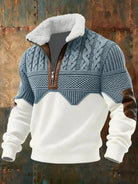 Men's Two-Tone Cable Knit Half-Zip Sweater 0