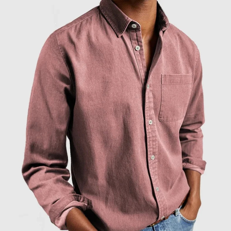 Men's Vintage Cotton Chambray Button-Front Shirt 7