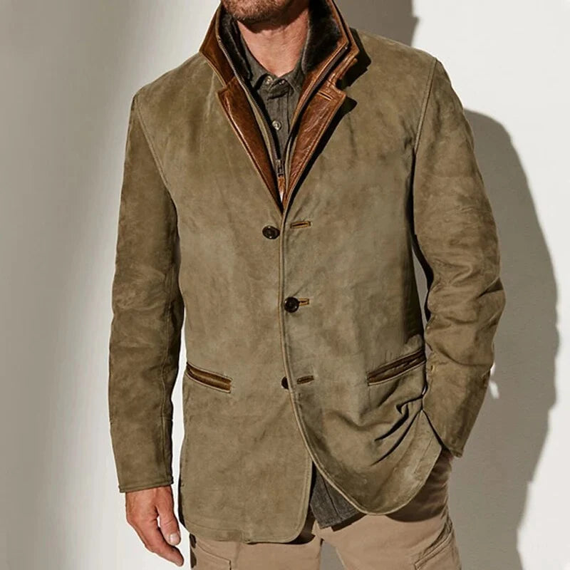 Men's Vintage Distressed Wool Blend Blazer Jacket 0