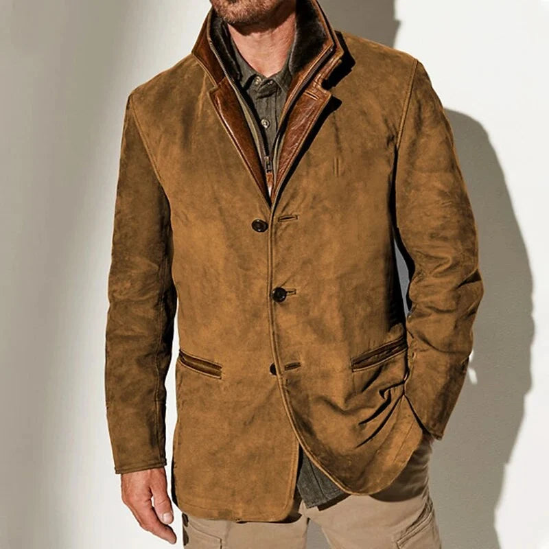 Men's Vintage Distressed Wool Blend Blazer Jacket 1