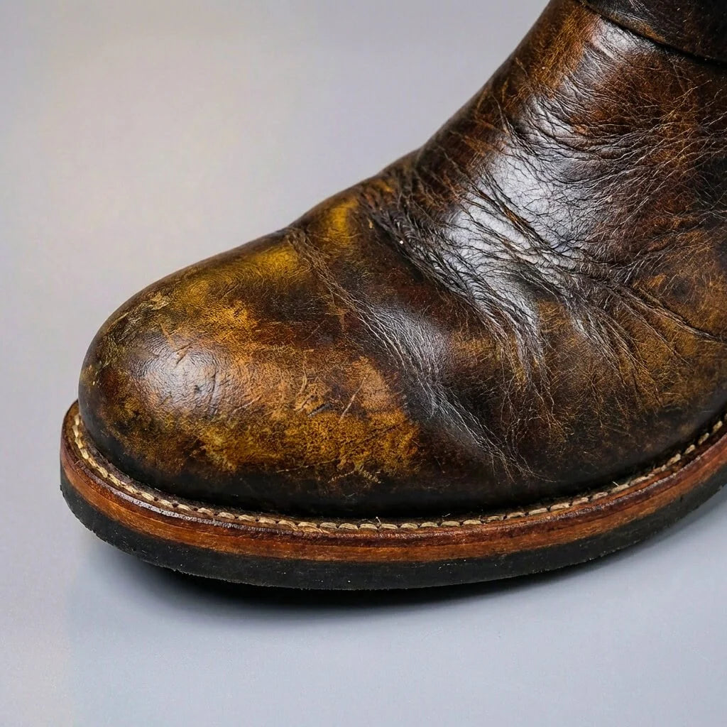 Men's Vintage Leather Retro-Style Boots with Polished Metal Buckles 5