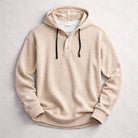 Men's Waffle-Knit Hooded Pullover with Henley Button Placket 3