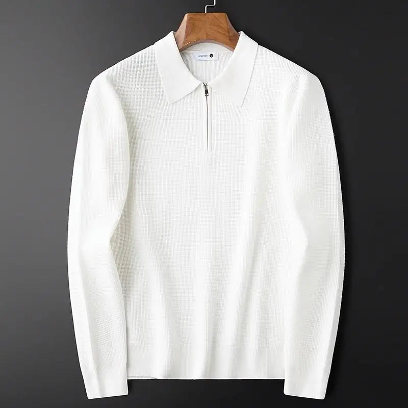 Men's Waffle Knit Half-Zip Polo Sweater 4