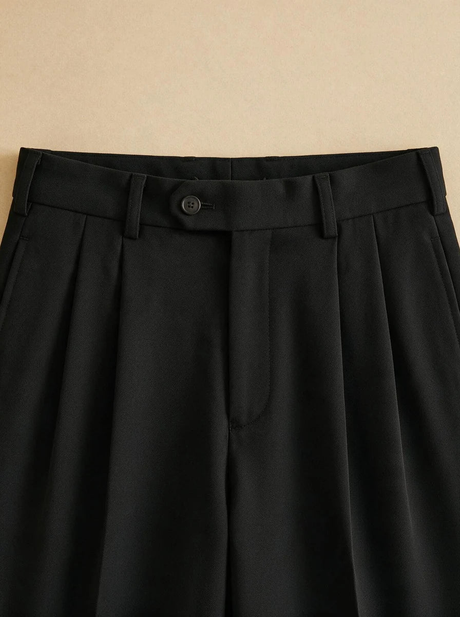 Men's Wide Leg Pleated Dress Pants with Tailored Waistband 1
